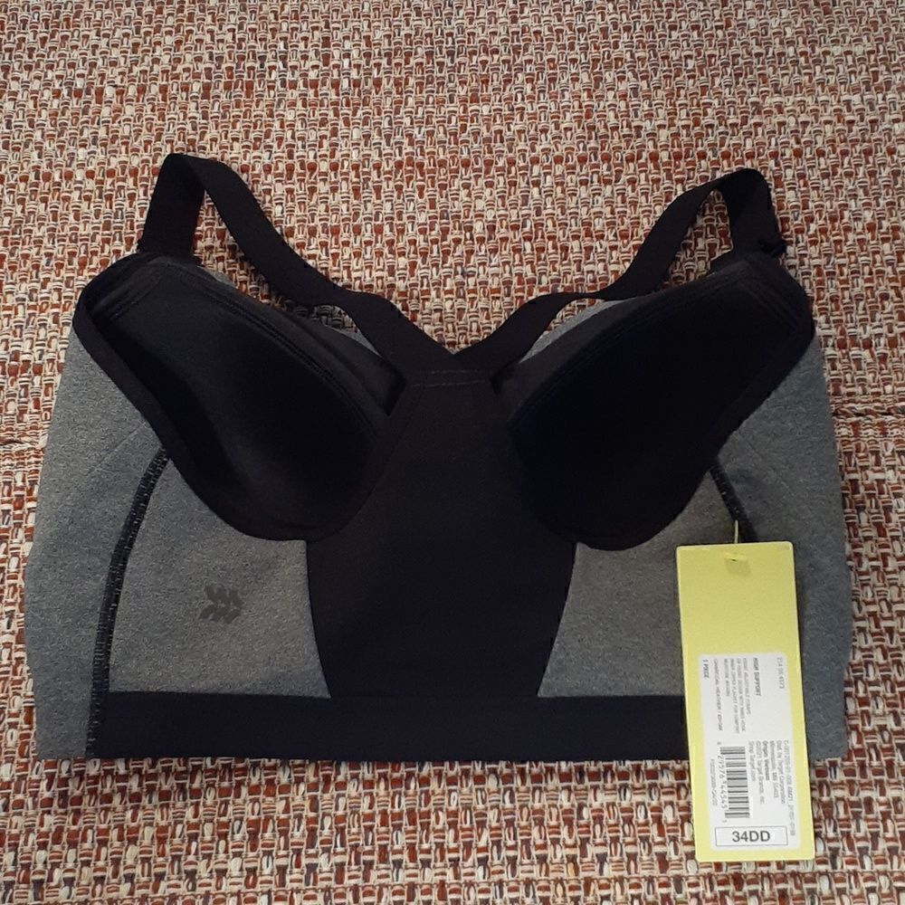 New 34DD All In Motion High Support Zip Front Sports Bra Heather Grey N… - Picture 3 of 5